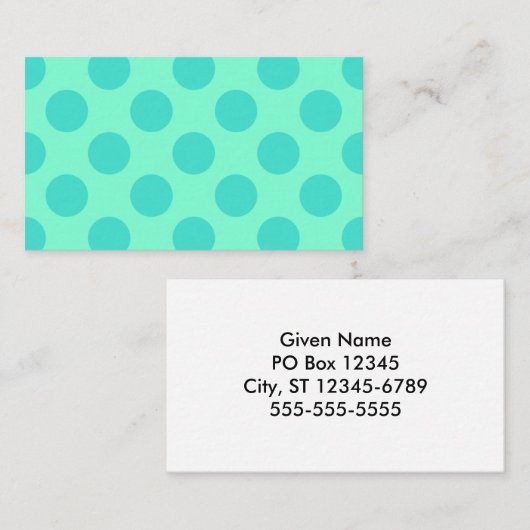 Aquamarijn en Turquoise Polka Dots Visitekaartje (Voorkant / Achterkant)