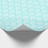 Aquamarijn en White Damask Wrapping Paper Cadeaupapier (Hoek)