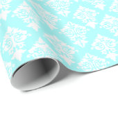 Aquamarijn en White Damask Wrapping Paper Cadeaupapier (Rol Hoek)