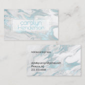 Aquamarijn en Wit Marmering Visitekaartje (Voorkant / Achterkant)