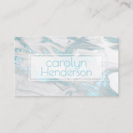 Aquamarijn en Wit Marmering Visitekaartje