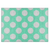 Aquamarijn en witte Stippen Snijplank (Voorkant)