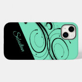 Aquamarijn en zwart scroll accent persoonlijk Case-Mate iPhone case (Achterkant (horizontaal))