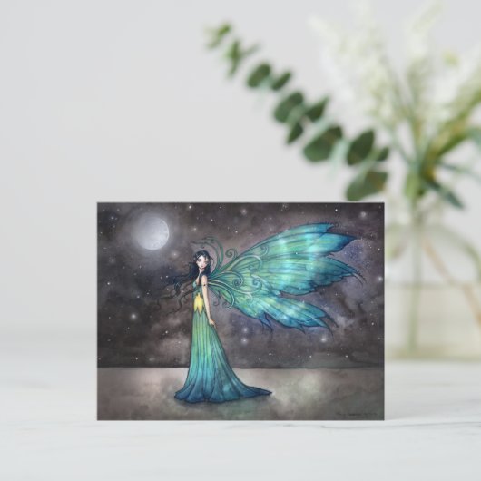 Aquamarijn Eve Celestial Faerie Fairy Fantasy Art Briefkaart (Staand voorkant)