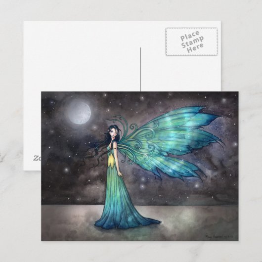 Aquamarijn Eve Celestial Faerie Fairy Fantasy Art Briefkaart (Voorkant / Achterkant)