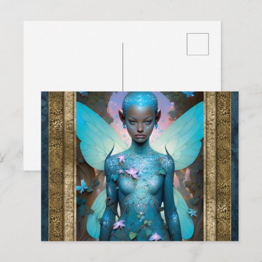 Aquamarijn Fairy Fantasy Kunst Briefkaart (Voorkant / Achterkant)