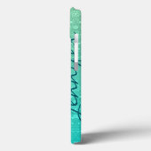 Aquamarijn Fancy Damast Turquoise Persoonlijke Kun Case-Mate iPhone Case (Achterkant / Links)