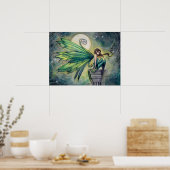 Aquamarijn Fee Fantasie Kunst Poster Print (Keuken)