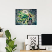 Aquamarijn Fee Fantasie Kunst Poster Print (Thuiskantoor)
