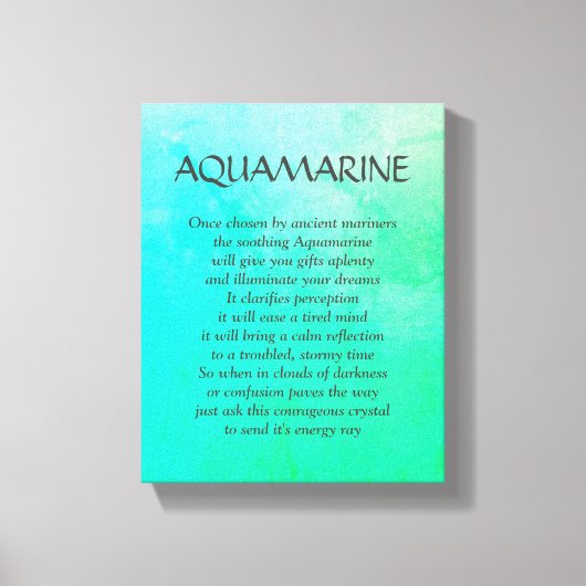 Aquamarijn geboortesteen - Maart gedicht kunst can Canvas Afdruk (Voorkant)