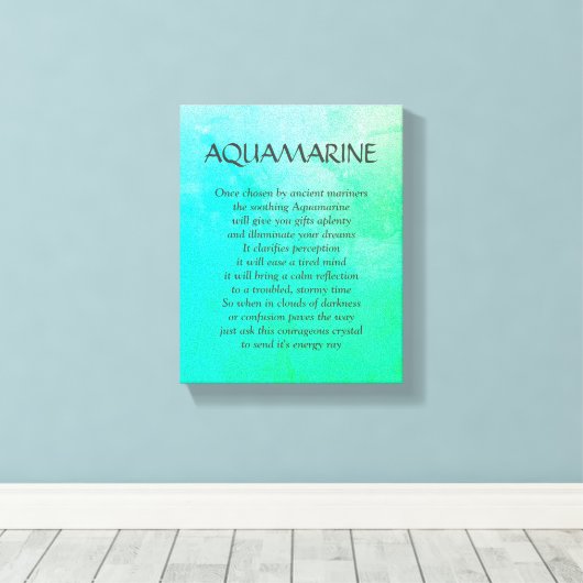 Aquamarijn geboortesteen - Maart gedicht kunst can Canvas Afdruk (Insitu (Houten vloer))