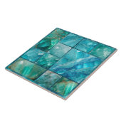 Aquamarijn - Geometrische collage Tegeltje (Zijkant)
