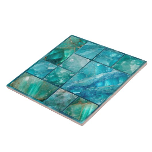 Aquamarijn - Geometrische collage Tegeltje (Zijkant)