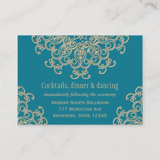 Aquamarijn Gold Indian Receptie Enclosure Kaart (Voorkant)
