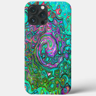 Aquamarijn Groovy Abstract Retro Vloeibare Draaiko Case-Mate iPhone Case
