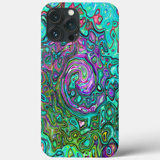 Aquamarijn Groovy Abstract Retro Vloeibare Draaiko Case-Mate iPhone Case (Achterkant)