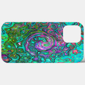 Aquamarijn Groovy Abstract Retro Vloeibare Draaiko Case-Mate iPhone Case (Achterkant (horizontaal))