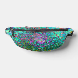 Aquamarijn Groovy Abstract Retro Vloeibare Draaiko Heuptasje