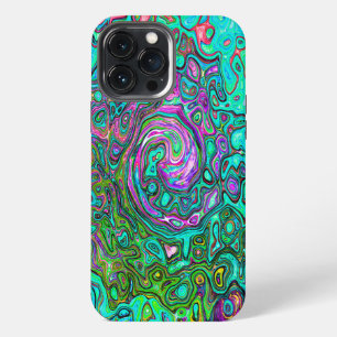 Aquamarijn Groovy Abstract Retro Vloeibare Draaiko iPhone 13 Pro Max Hoesje