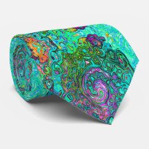 Aquamarijn Groovy Abstract Retro Vloeibare Draaiko