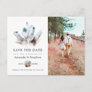 Aquamarijn Kristallen Trouw Save the Date Briefkaart