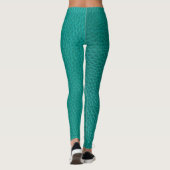 Aquamarijn leer: modieuze slangentextuur. leggings (Achterkant)