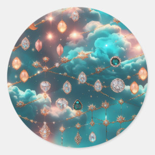 Aquamarijn Maanfasen Hemellich Astrologie Ronde Sticker