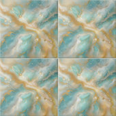 Aquamarijn Marmer Goud Glitter Aderen en werveling Tegeltje
