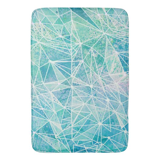 Aquamarijn met witte geometrie ruimte badmat (Voorkant Verticaal)