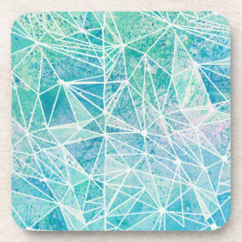 Aquamarijn met witte geometrie ruimte bier onderzetter
