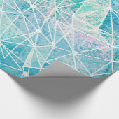Aquamarijn met witte geometrie ruimte cadeaupapier (Hoek)