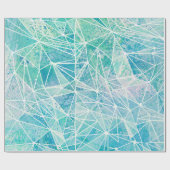 Aquamarijn met witte geometrie ruimte cadeaupapier (Vlak)