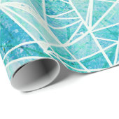 Aquamarijn met witte geometrie ruimte cadeaupapier (Rol Hoek)