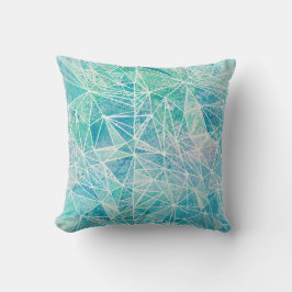 Aquamarijn met witte geometrie ruimte kussen