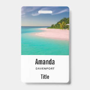 Aquamarijn oceaan tropisch strand panorama badge