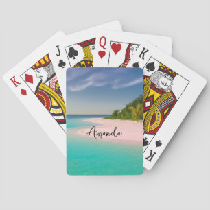 Aquamarijn oceaan tropisch strand panorama pokerkaarten