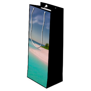 Aquamarijn oceaan tropisch strand panorama wijn cadeautas