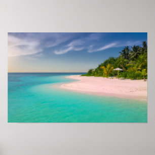 Aquamarijn oceaan tropisch strand Scenic Poster
