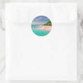 Aquamarijn oceaan tropisch strand schilderachtig b ronde sticker (Tas)