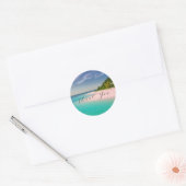 Aquamarijn oceaan tropisch strand schilderachtig b ronde sticker (Envelop)