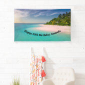 Aquamarijn Oceaan Tropisch Strand Schilderachtige  Spandoek (Insitu)