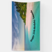 Aquamarijn Oceaan Tropisch Strand Schilderachtige  Spandoek (Verticaal)