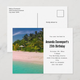 Aquamarijn oceaan tropisch strand schilderachtige uitnodiging briefkaart