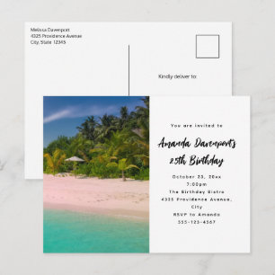 Aquamarijn oceaan tropisch strand schilderachtige uitnodiging briefkaart