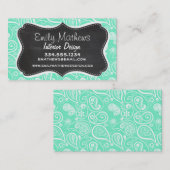 Aquamarijn Paisley; Retro Schoolbord Visitekaartje (Voorkant / Achterkant)