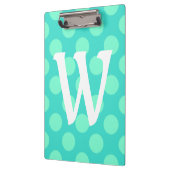 Aquamarijn Polka Dot Single Letter Monogram Klembord (Links)