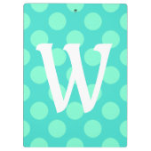 Aquamarijn Polka Dot Single Letter Monogram Klembord (Achterkant)