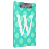 Aquamarijn Polka Dot Single Letter Monogram Klembord (Rechts)