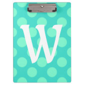Aquamarijn Polka Dot Single Letter Monogram Klembord (Voorkant)
