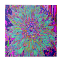 Aquamarijn Regenboogkleur Abstracte Dahlia Bloem
